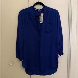 41 Hawthorn blue blouse-  quarter length sleeve